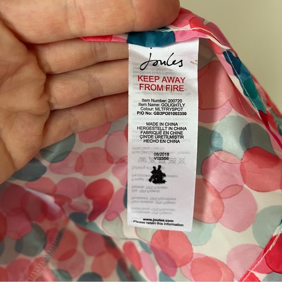 Joules girls 7-8 long cinch waist hooded rain jacket coat polka dot colourful - Picture 8 of 11